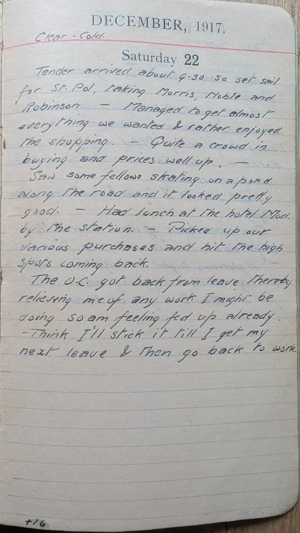 Diary scan, December 22, 1917 (Saturday)