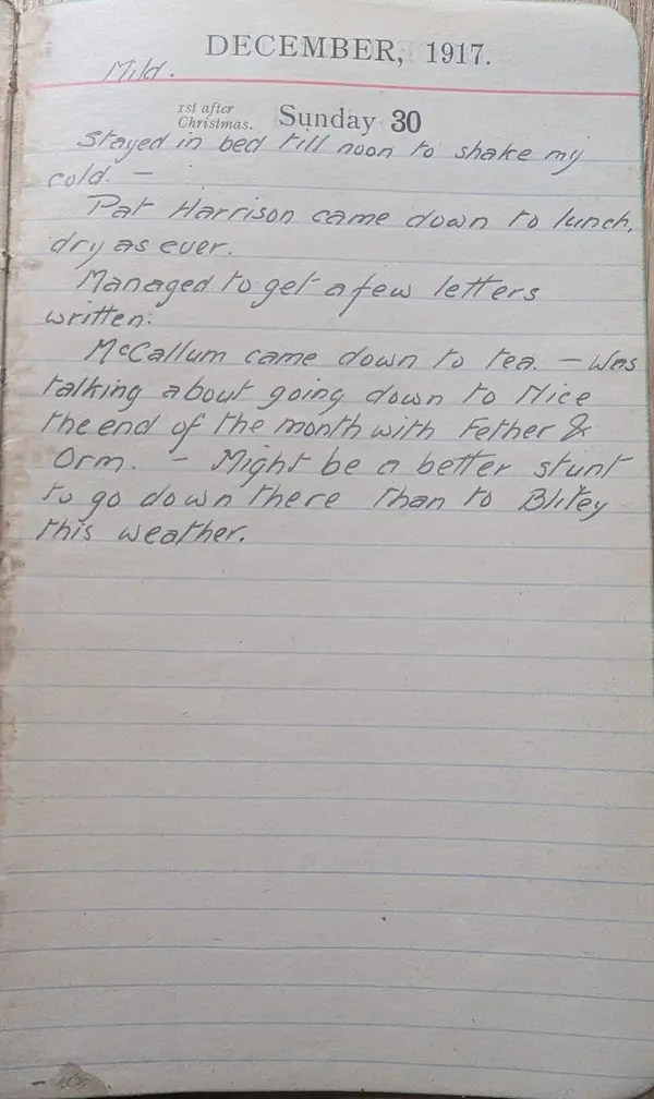 Diary scan, December 30, 1917 (Sunday)