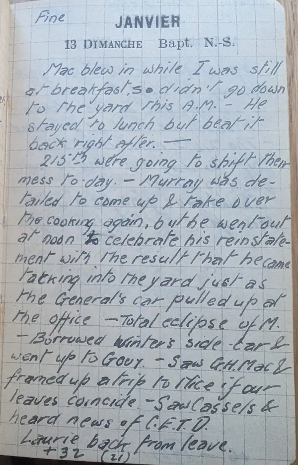 Diary scan, January 13, 1918 (Sunday)