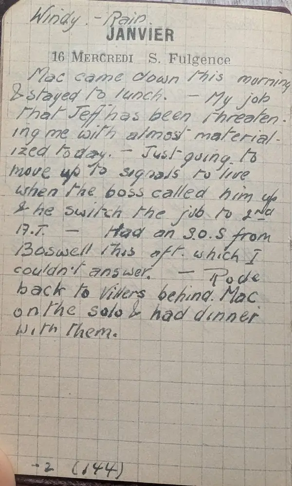 Diary scan, January 16, 1918 (Wednesday)