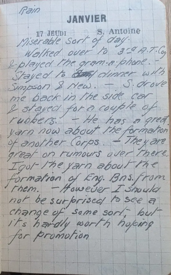 Diary scan, January 17, 1918 (Thursday)