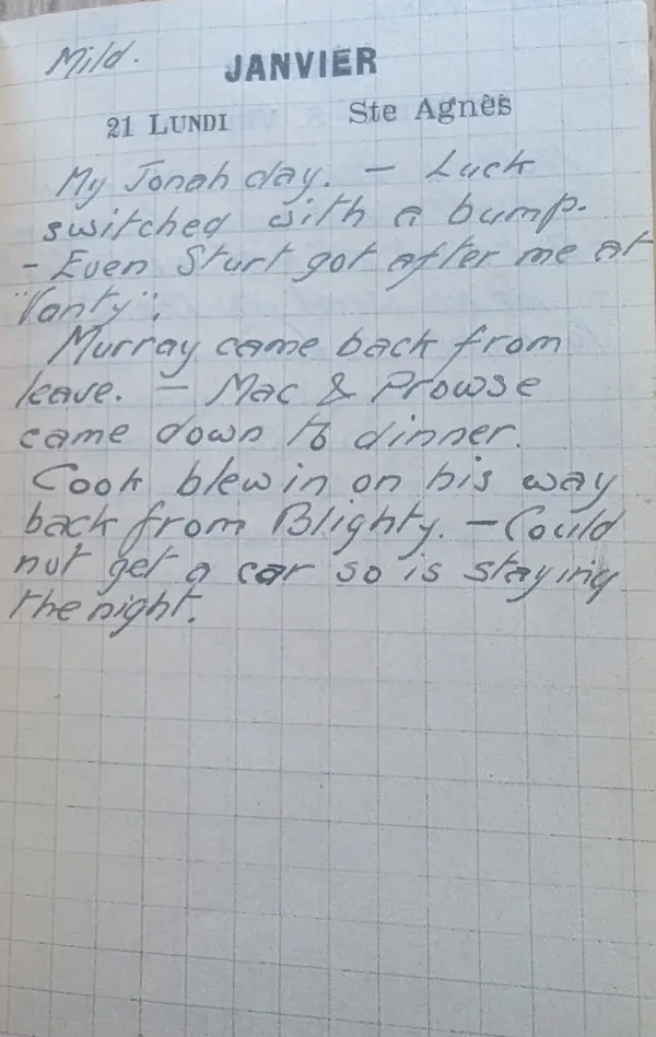 Diary scan, January 21, 1918 (Monday)