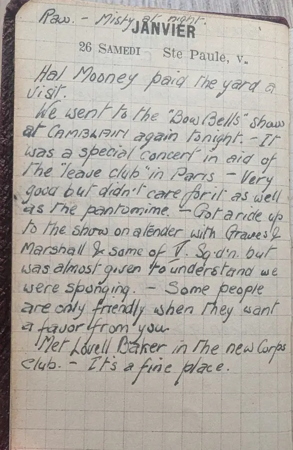 Diary scan, January 26, 1918 (Saturday)