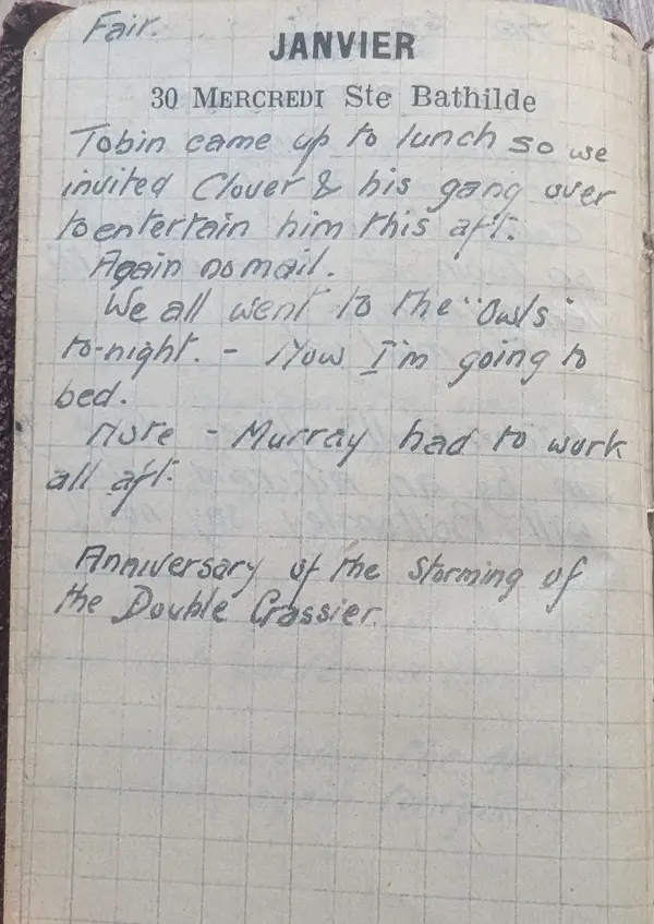 Diary scan, January 30, 1918 (Wednesday)