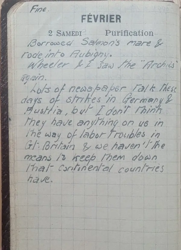 Diary scan, February 2, 1918 (Saturday)