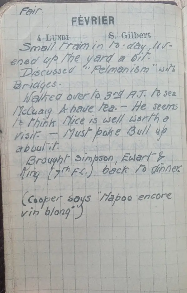 Diary scan, February 4, 1918 (Monday)