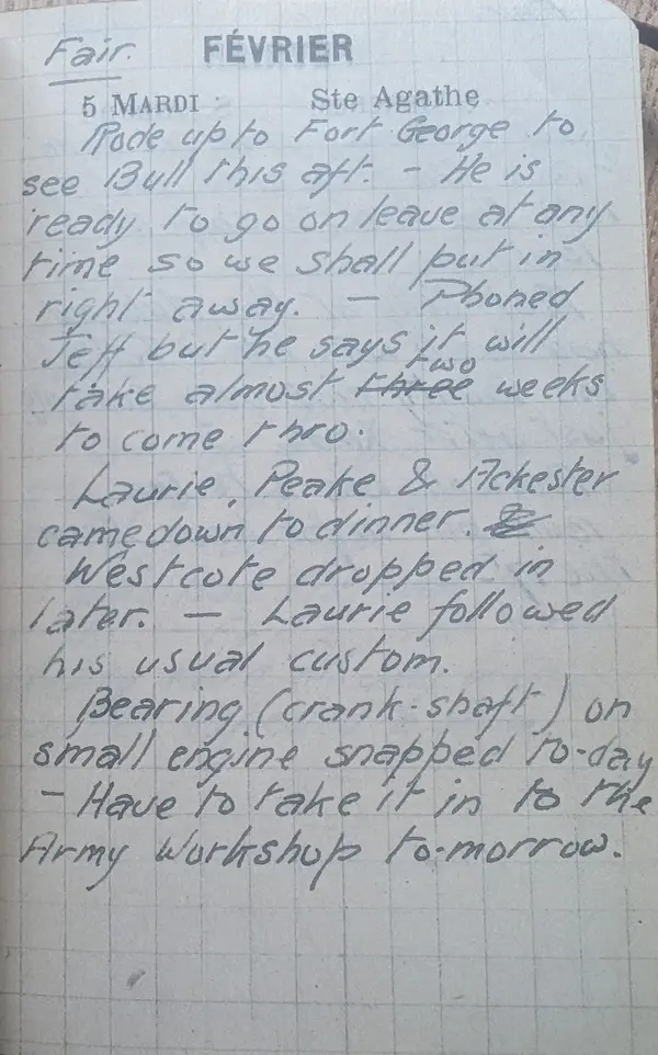 Diary scan, February 5, 1918 (Tuesday)