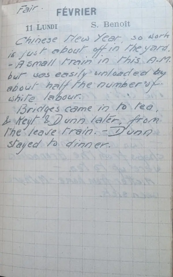 Diary scan, February 11, 1918 (Monday)