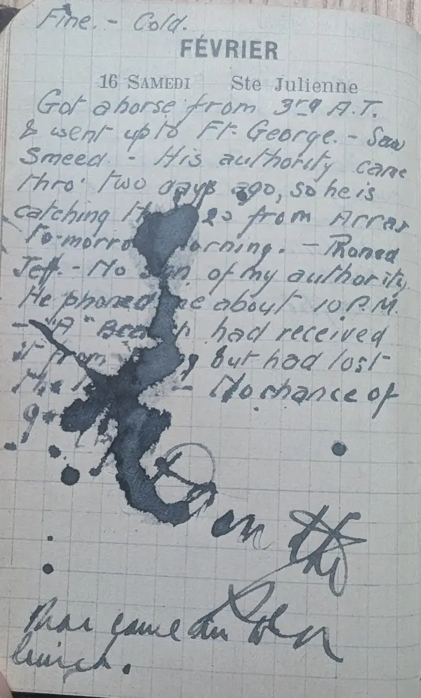 Diary scan, February 16, 1918 (Saturday)