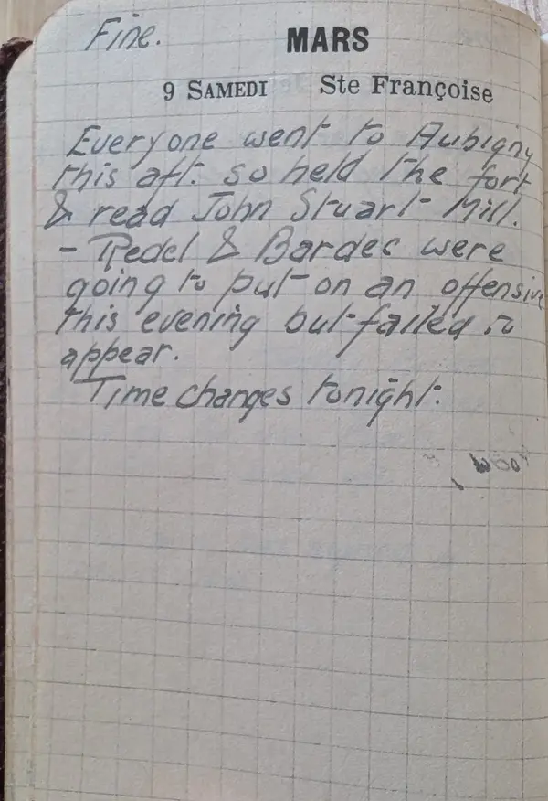 Diary scan, March 9, 1918 (Saturday)