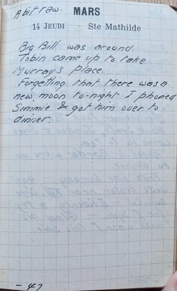 Diary scan, March 14, 1918 (Thursday)