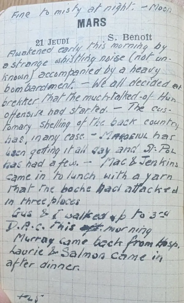 Diary scan, March 21, 1918 (Thursday)