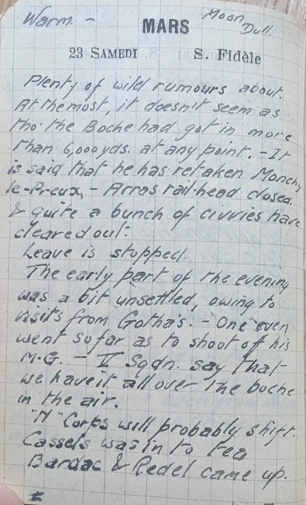 Diary scan, March 23, 1918 (Saturday)