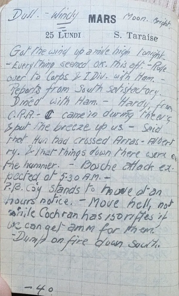 Diary scan, March 25, 1918 (Monday)