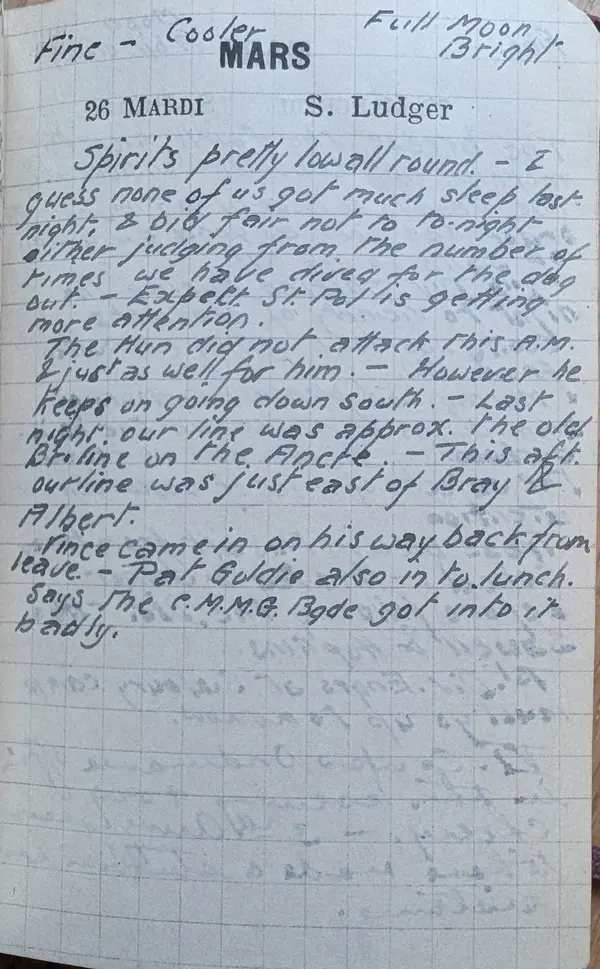 Diary scan, March 26, 1918 (Tuesday)