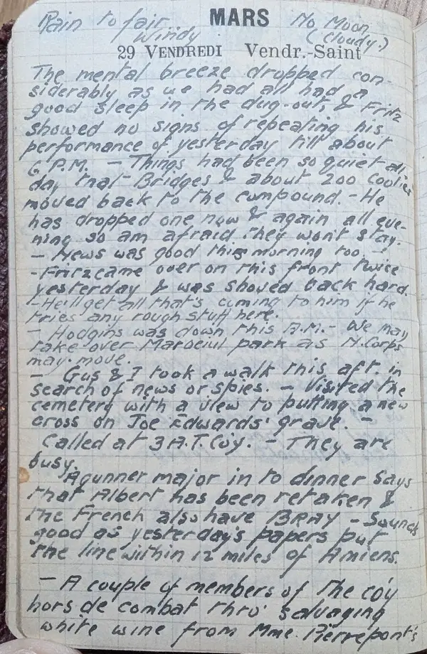 Diary scan, March 29, 1918 (Friday)