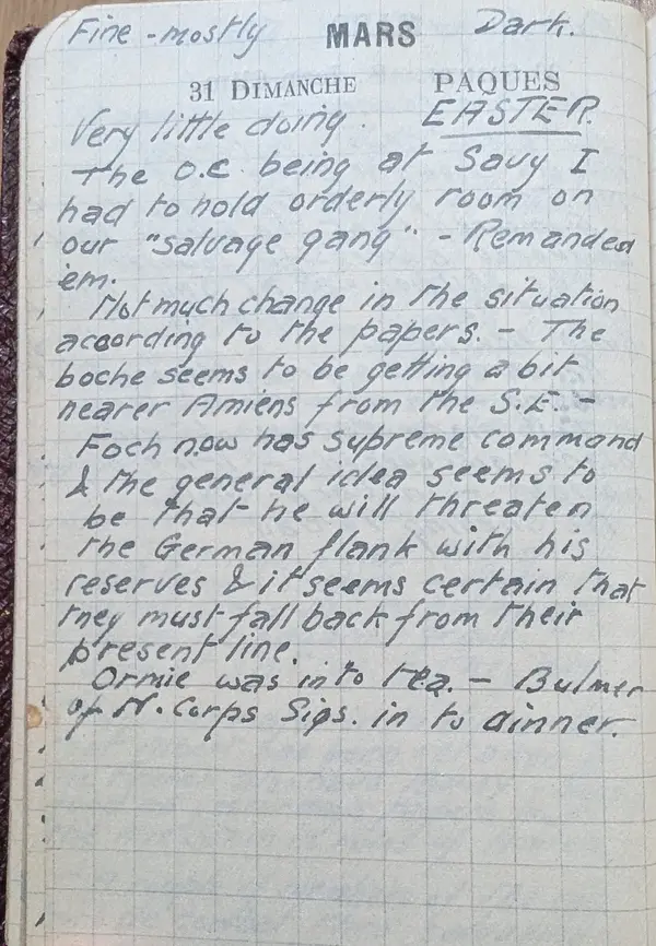 Diary scan, March 31, 1918 (Sunday)