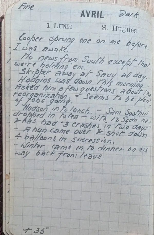 Diary scan, April 1, 1918 (Monday)
