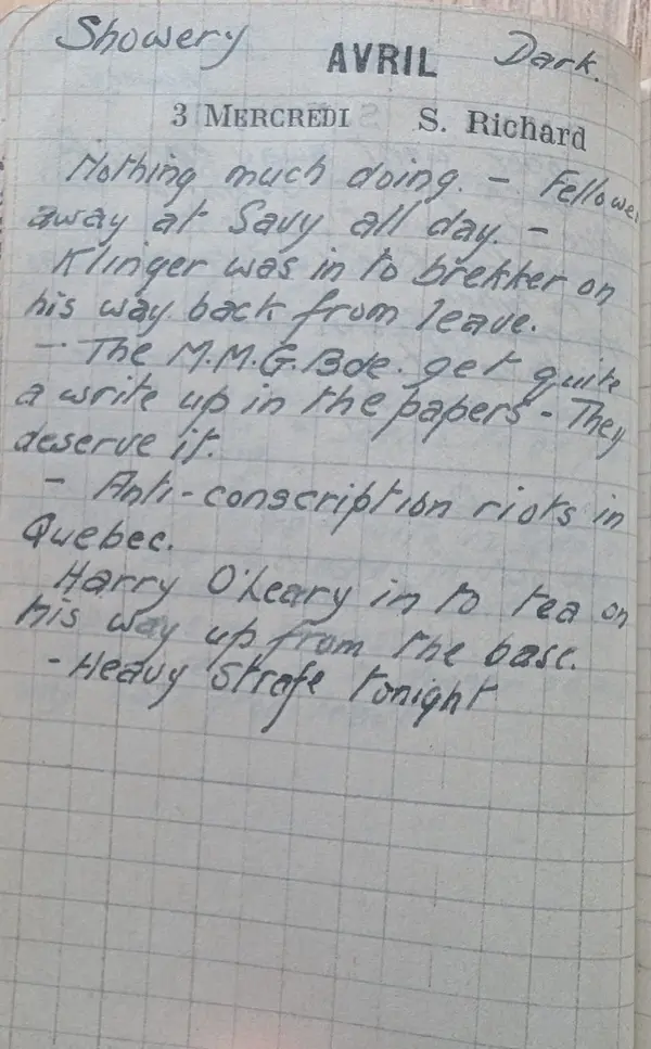 Diary scan, April 3, 1918 (Wednesday)