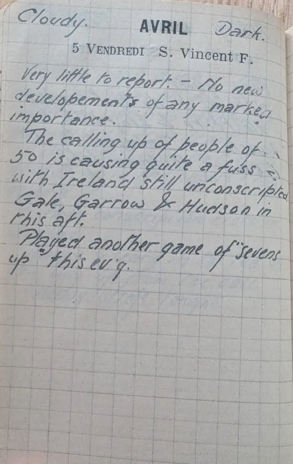 Diary scan, April 5, 1918 (Friday)