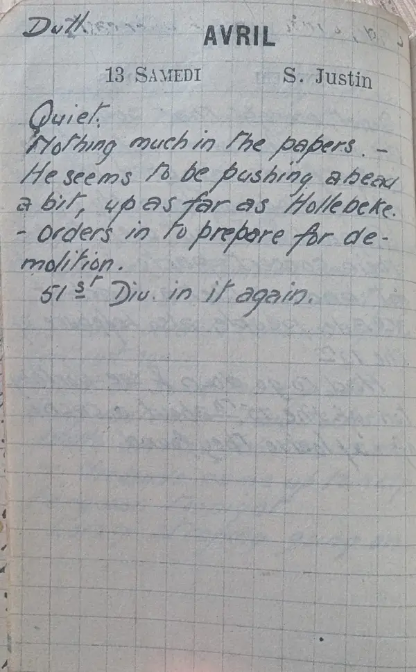 Diary scan, April 13, 1918 (Saturday)