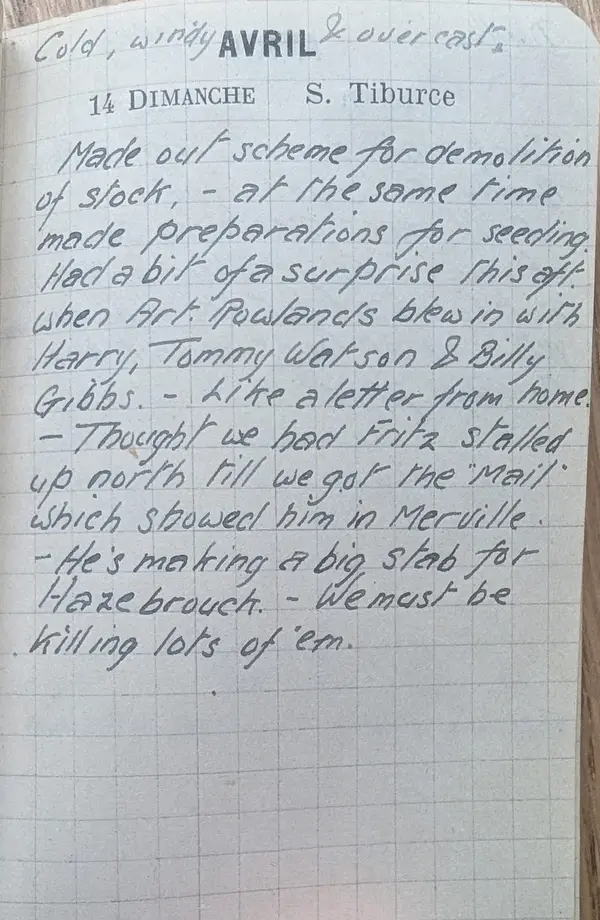 Diary scan, April 14, 1918 (Sunday)