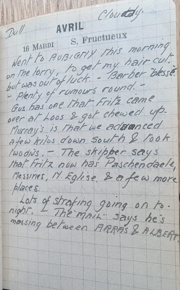 Diary scan, April 16, 1918 (Tuesday)