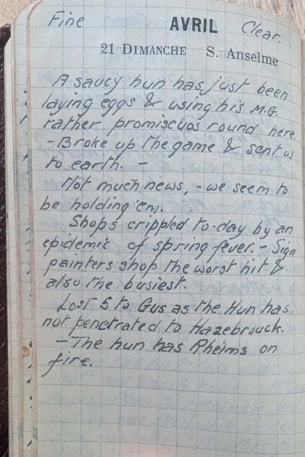 Diary scan, April 21, 1918 (Sunday)