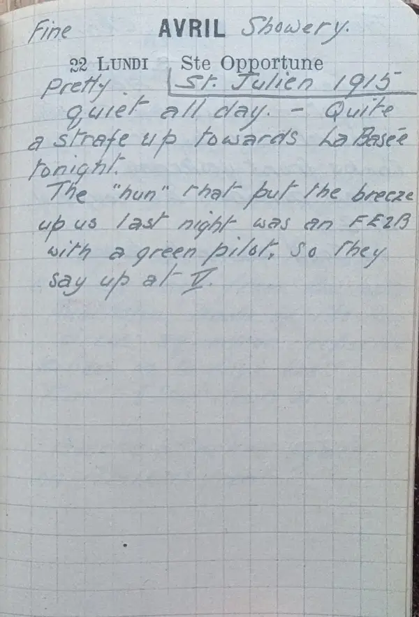 Diary scan, April 22, 1918 (Monday)
