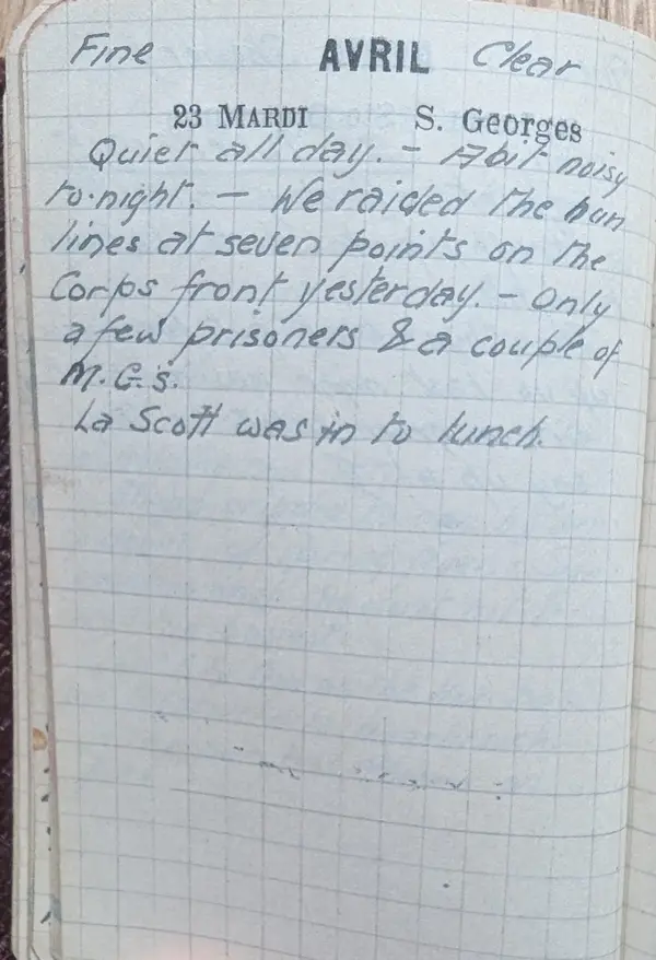 Diary scan, April 23, 1918 (Tuesday)