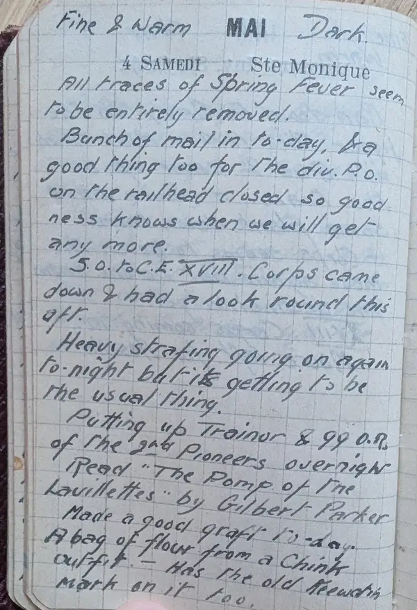 Diary scan, May 4, 1918 (Saturday)