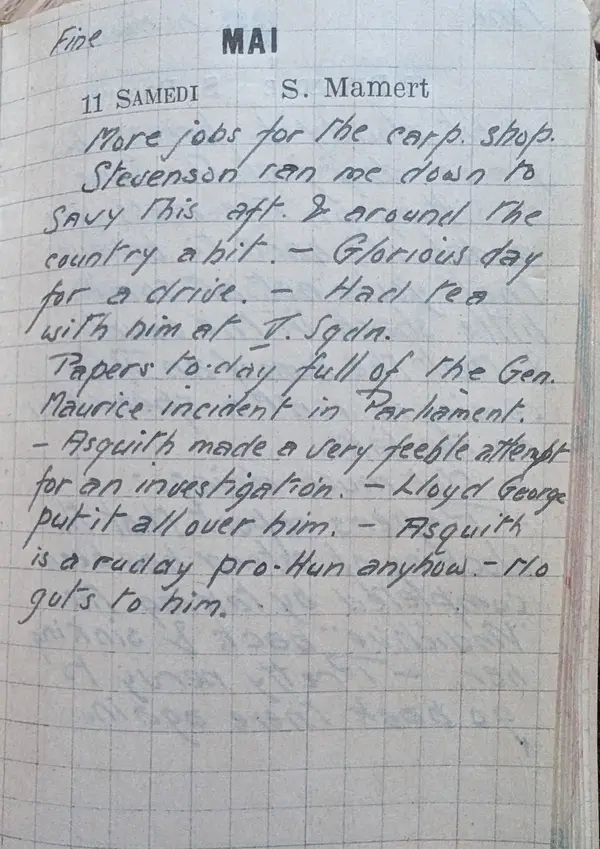 Diary scan, May 11, 1918 (Saturday)