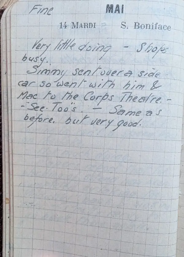 Diary scan, May 14, 1918 (Tuesday)