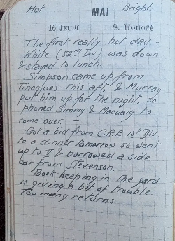 Diary scan, May 16, 1918 (Thursday)