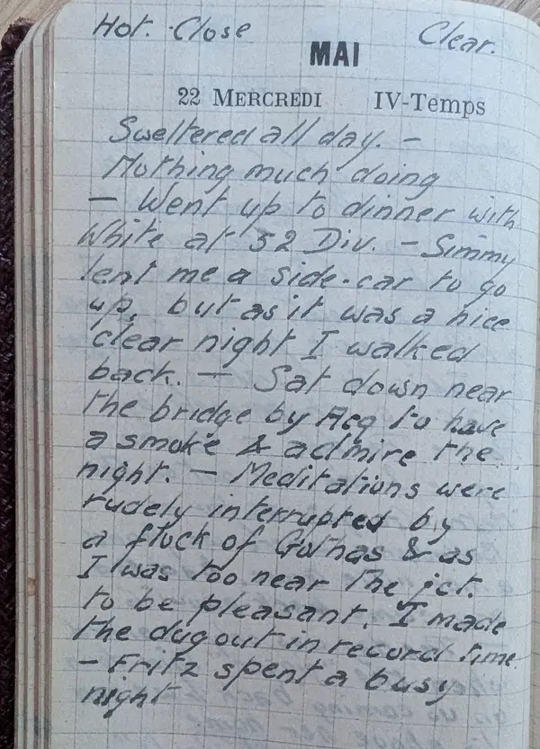 Diary scan, May 22, 1918 (Wednesday)