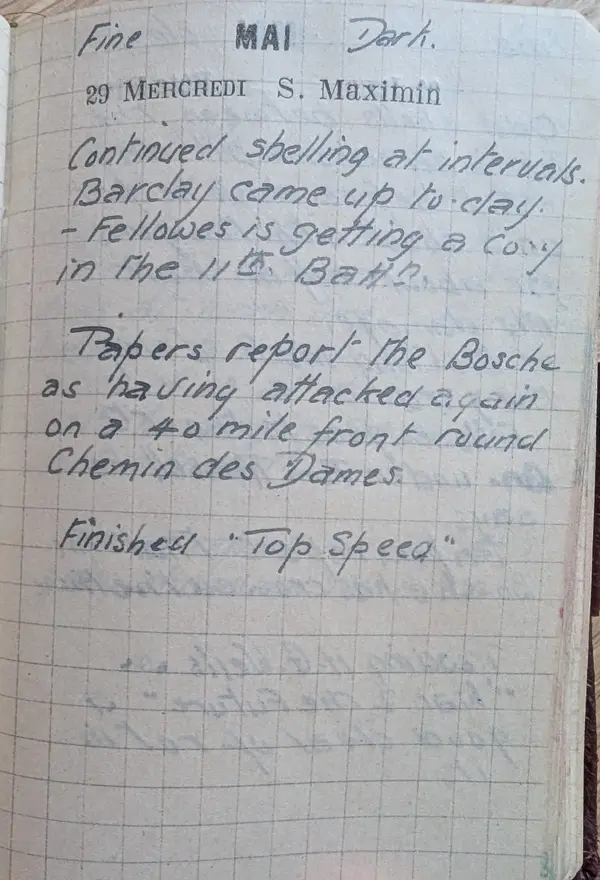 Diary scan, May 29, 1918 (Wednesday)