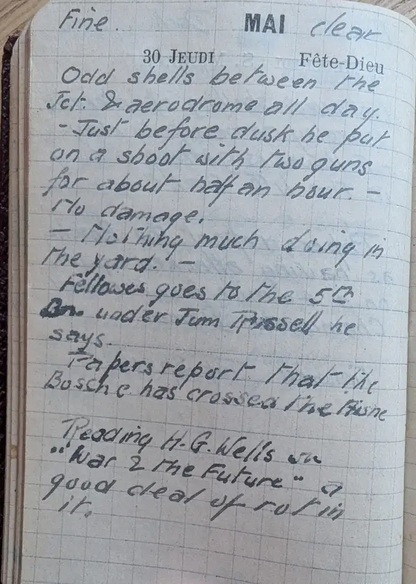 Diary scan, May 30, 1918 (Thursday)