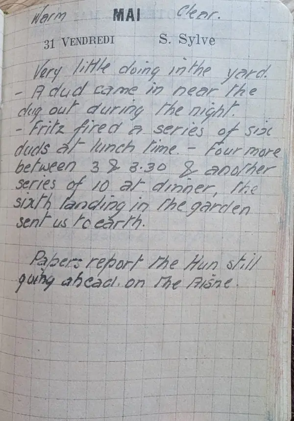 Diary scan, May 31, 1918 (Friday)
