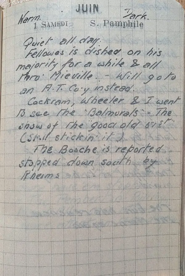 Diary scan, June 1, 1918 (Saturday)
