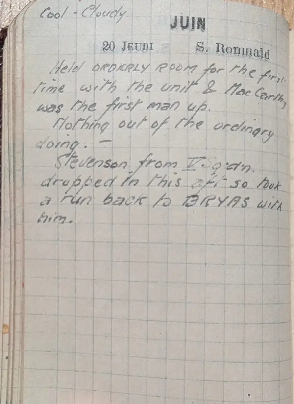 Diary scan, June 20, 1918 (Thursday)