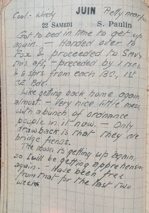 Diary scan, June 22, 1918 (Saturday)