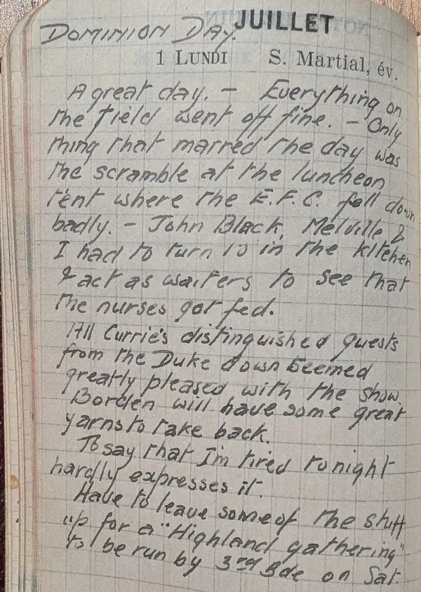 Diary scan, July 1, 1918 (Monday)