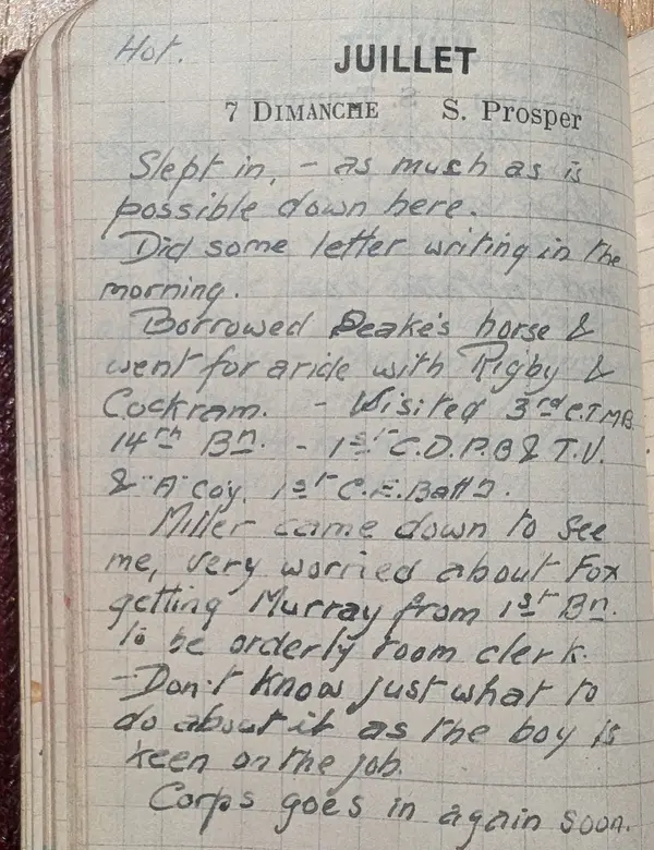 Diary scan, July 7, 1918 (Sunday)