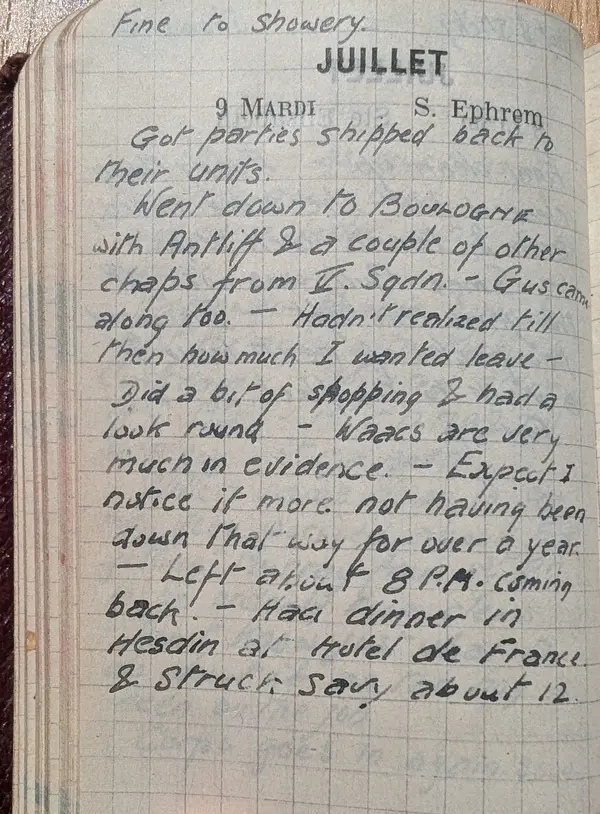 Diary scan, July 9, 1918 (Tuesday)
