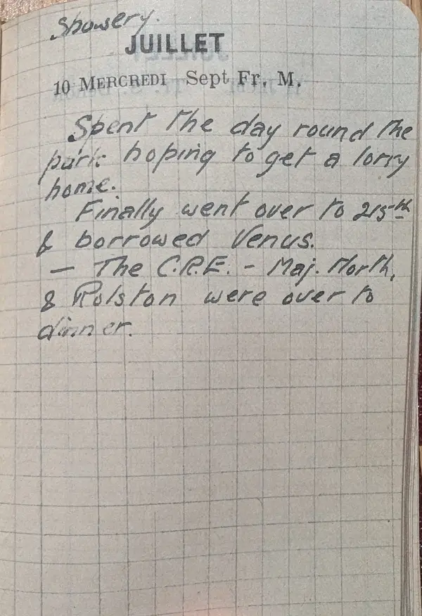Diary scan, July 10, 1918 (Wednesday)