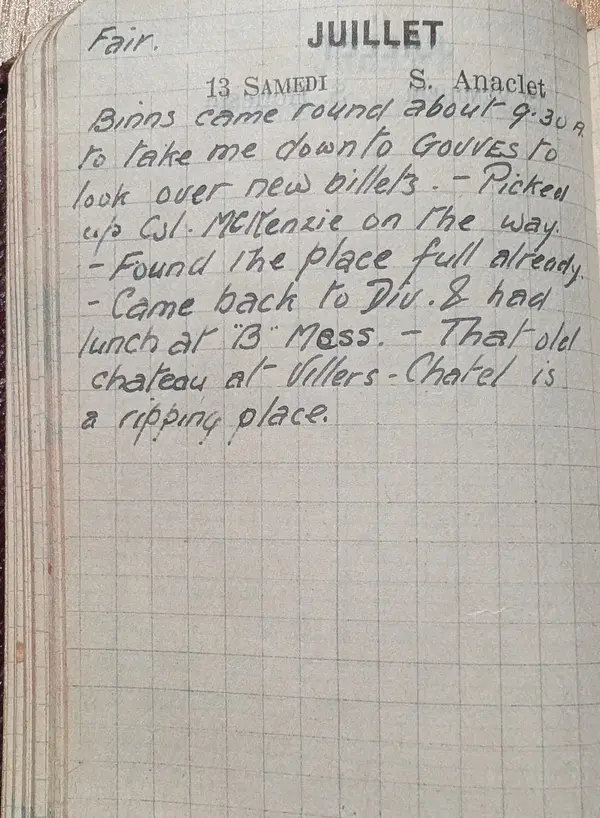Diary scan, July 13, 1918 (Saturday)