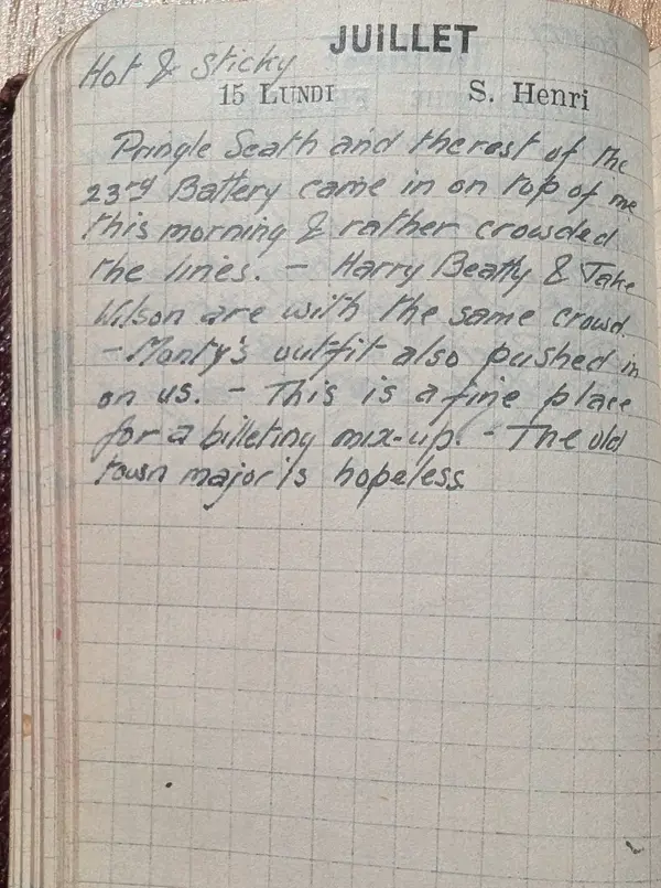 Diary scan, July 15, 1918 (Monday)