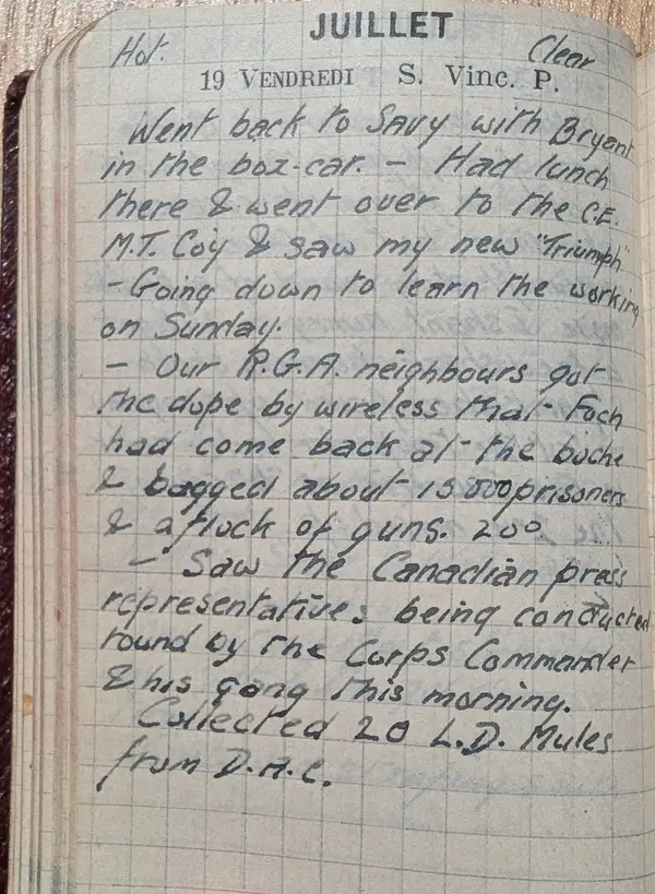 Diary scan, July 19, 1918 (Friday)