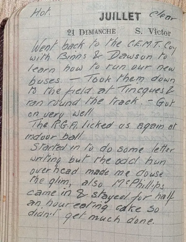 Diary scan, July 21, 1918 (Sunday)