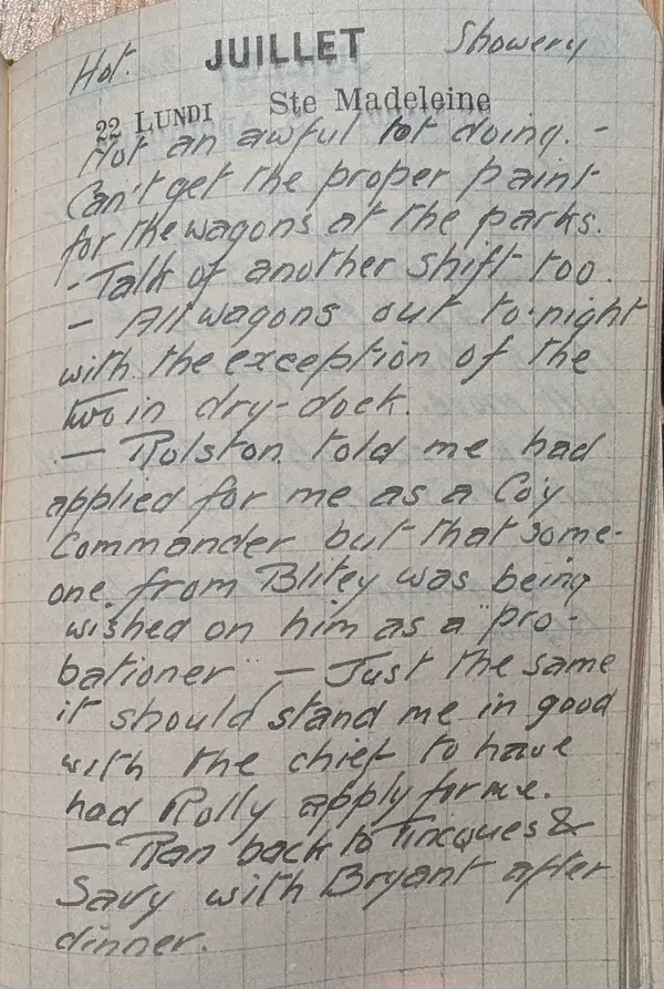 Diary scan, July 22, 1918 (Monday)
